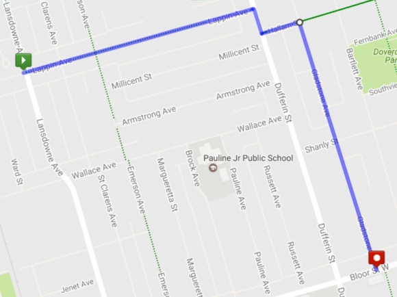 Map indicating travel route