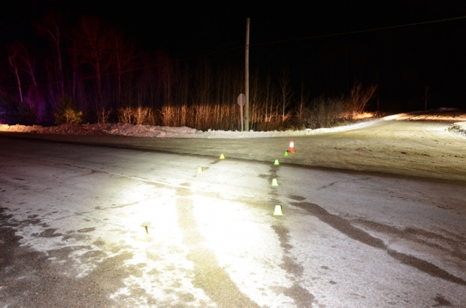 The collision occurred in the intersection of Highway 17 and Trout Pond Road near the Community of Rutherglen, in the Township of Bonfield. This is a photo of the collision scene.