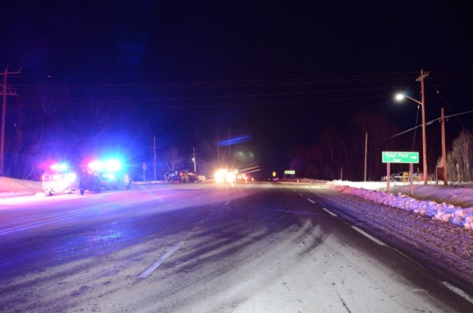The collision occurred in the intersection of Highway 17 and Trout Pond Road near the Community of Rutherglen, in the Township of Bonfield. This is a photo of the collision scene.