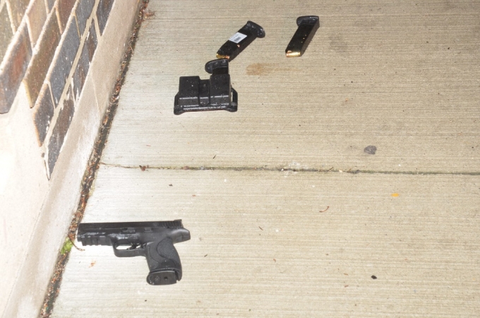 The Smith and Wesson .40 calibre handgun with two full handgun magazines and a magazine holder, which were located against the wall of the Danforth Church and next to Mr. Hussain's body.