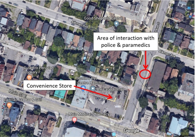 This Google Earth photograph identifies relevant locations referred to in this report