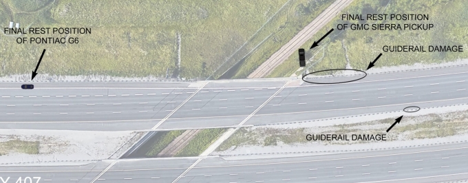 Figure 2. Photographie aérienne montrant la superposition de la route et du chemin de fer.