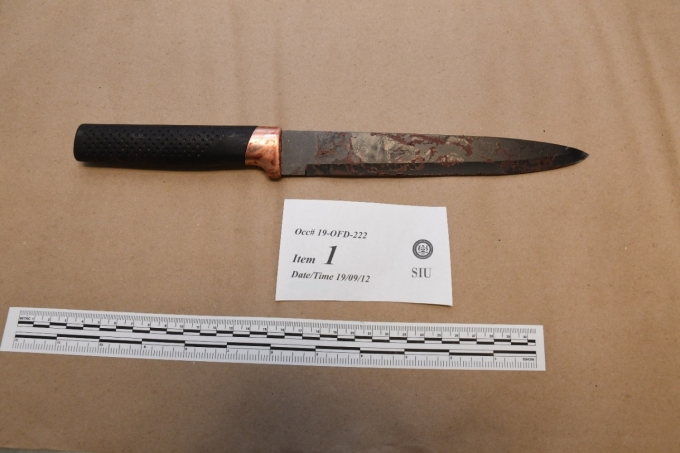 Figure 3 - The knife used by the Complainant that was recovered from the scene.