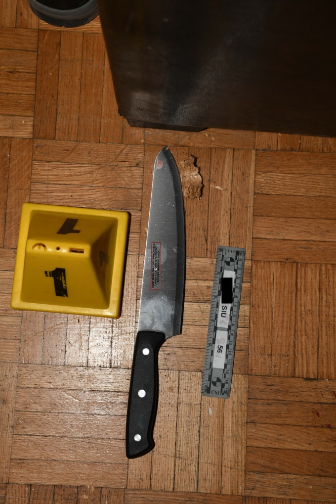 Figure 3 - The knife with a 20-centimetre blade located inside the apartment.