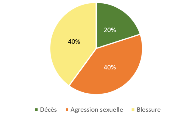 Diagramme circulaire illustrant l?aide apportée aux personnes concernées, selon le type d?incident.