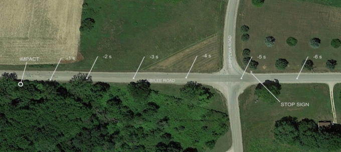 Figure 4 – Location on Google Maps of the Chevrolet Silverado’s location in the  seconds immediately prior to impact