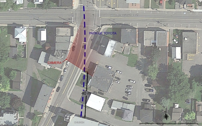 Figure 1 - Path of Toyota RAV4 before it crashed into the church
