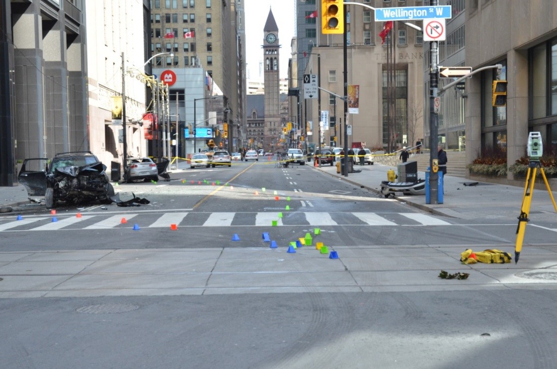 Intersection of Bay Street and Wellington Street.