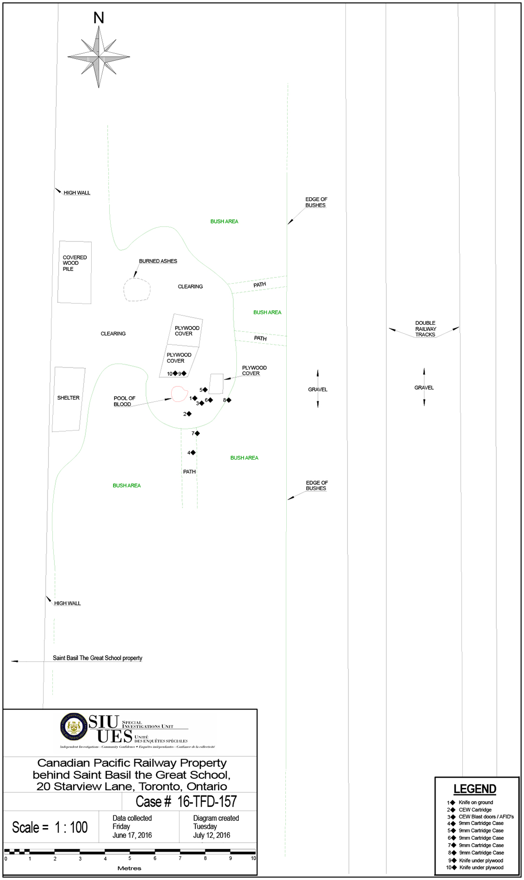 Scene diagram of the Canadian Pacific Railway Property behind Saint Basil the Great School.