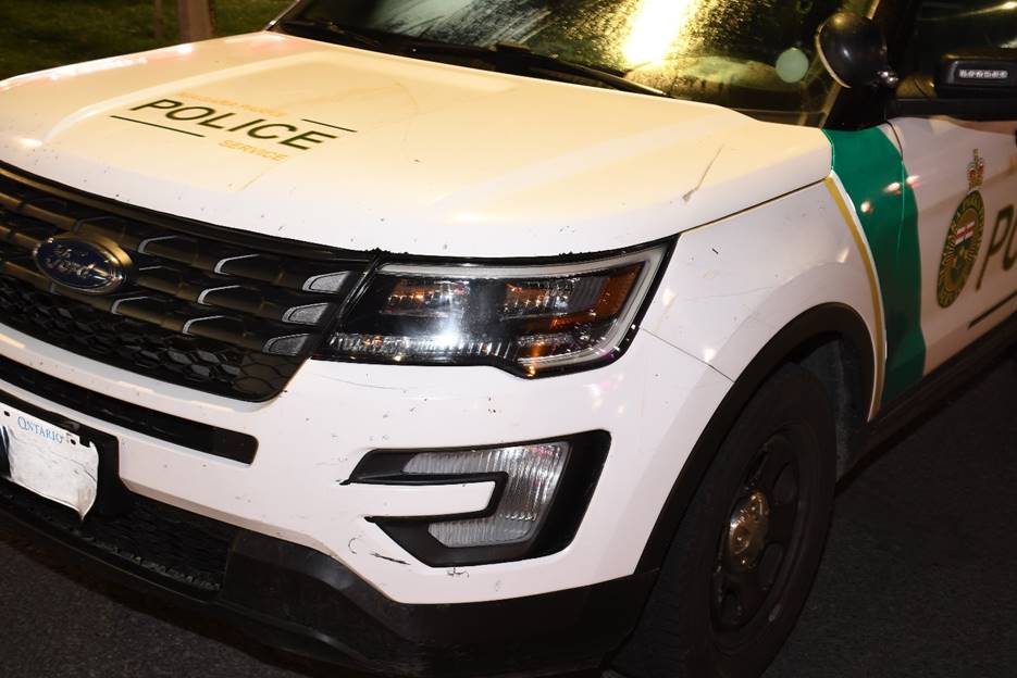 Figure 1 - Marked NPPS fleet vehicle with collision damage to the driver’s side and the hood