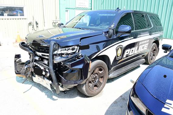 Figure 3 &ndash; Damage to the front end of the SO&rsquo;s police vehicle