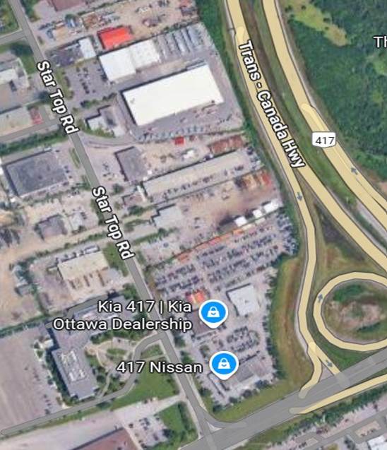 Vue aérienne des lieux de l’incident tirée de Google Maps