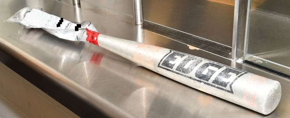 Figure 1 &ndash; Baseball bat reportedly used by the Complainant