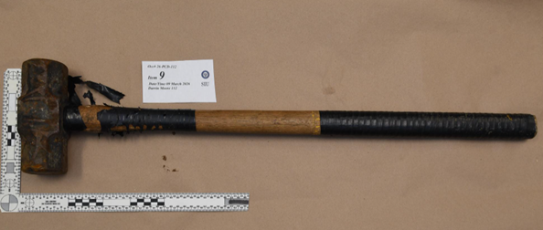 SIU image of the sledgehammer recovered at the scene